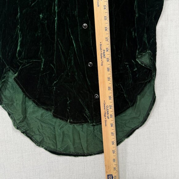 Vintage Norma Kamali Button Down Shirt Green Velvet Long Sleeves Size S Small - Picture 11 of 14